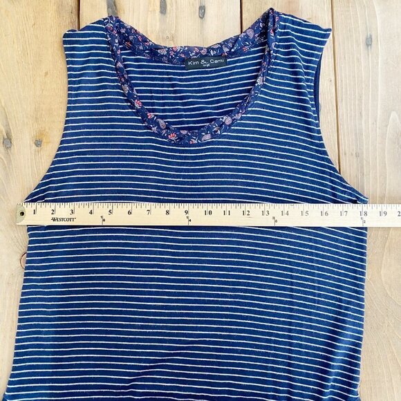 Kim & Cami Tunic Tank Top Striped L Made in USA - Picture 5 of 7